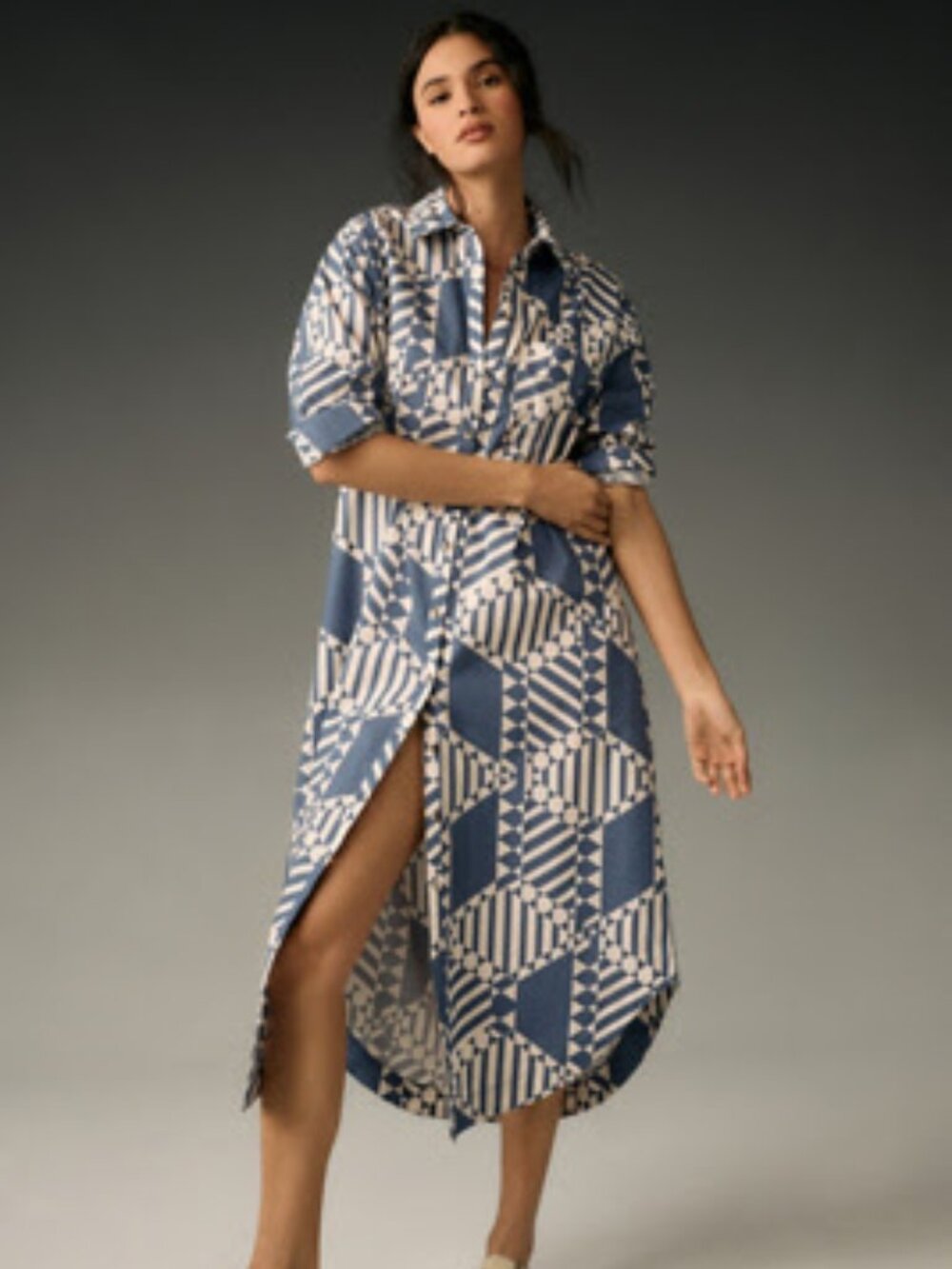 Anthropologie Maeve The Soren Long Sleeve Shirt Dress Small Petite like New